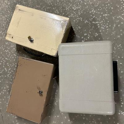 Vintage Steel Lock Boxes with a Fire-Fyter Box 