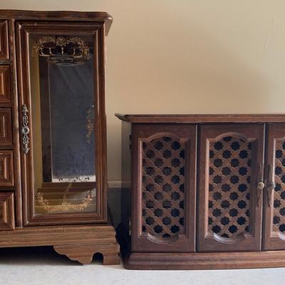Two Vintage Wooden Jewelry Boxes 