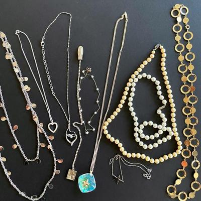 Vintage Faux Pearl Necklaces, Silver And Gold Tone Necklaces and More 