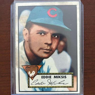 1952 Topps Baseball Card.  Eddie Miksis - Chicago Cubs. #172 Red Back