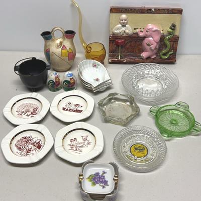 Vintage Barware And More With Novelty Plaster Sign And Ashtrays