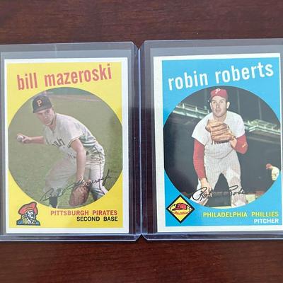 1959 Topps Baseball Cards. Bill Mazeroski #415 and Robin Roberts #352