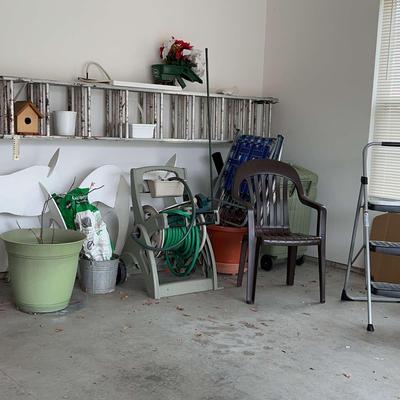Garage Cleanout With Tools, Ladders, Christmas Lawn Deer And More 