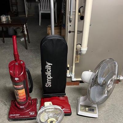 Simplicity And Red Devil Vacuums and Two Fans