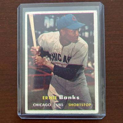 1957 Topps Baseball Card.  Ernie Banks #55