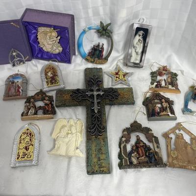Mystery Lot Of Religious Christmas Ornaments 