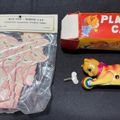 Antique Playful Cat Toy + Paper Cat Nut Cups