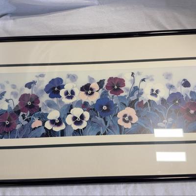 Chang Signed Pansies Landscape