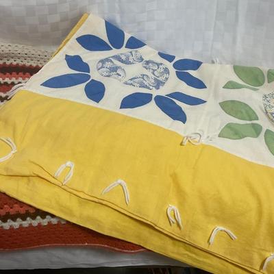 Vintage Crocheted Blanket & Embroidered Quilt 