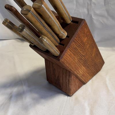 Vintage Chicago cutlery in oak block