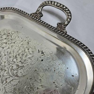 Vintage silver-plated rectangular serving tray