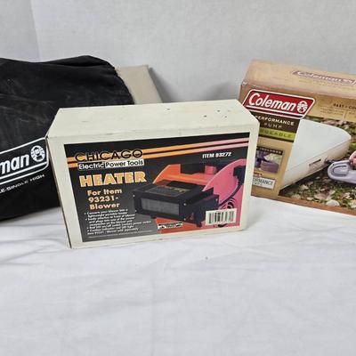 Rechargeable Air Pump, Air mattress, and heater attachment 