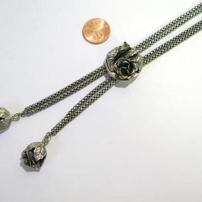 Danecraft Sterling Rosette Bolo Necklace
