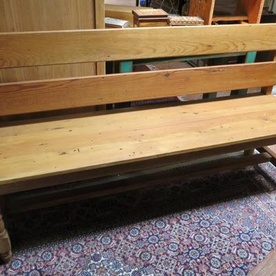 Pine Trestle Porch Bench with Two Plank Back
