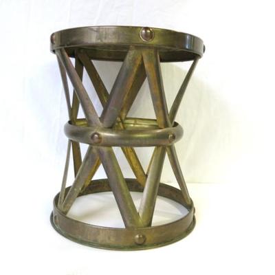 Mid Century Modern Brass Strap Stool