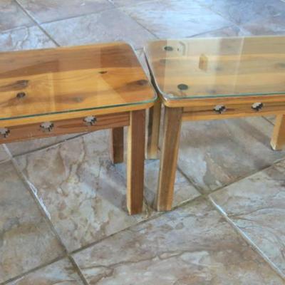 Rustic Southwestern Pine Side Table Set of 2
