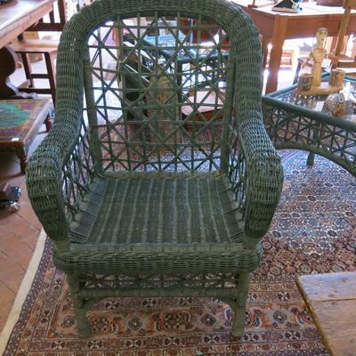 Bar Harbor Green Coated Wicker Patio Chair