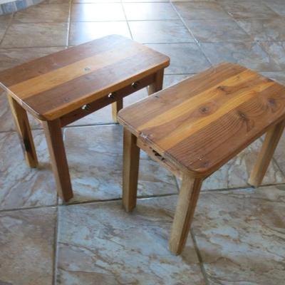 Rustic Southwestern Pine Side Table Set of 2