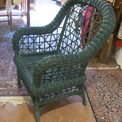Bar Harbor Green Coated Wicker Patio Chair