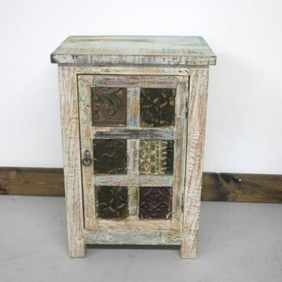 Indian Textile Print Block Inlay Nightstand