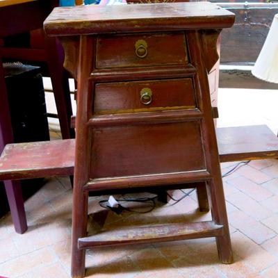 19th C. Ox Blood Red Chinese Barbers Stool