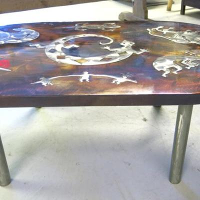Southwestern Cutout Figures Powder Coated Steel Table