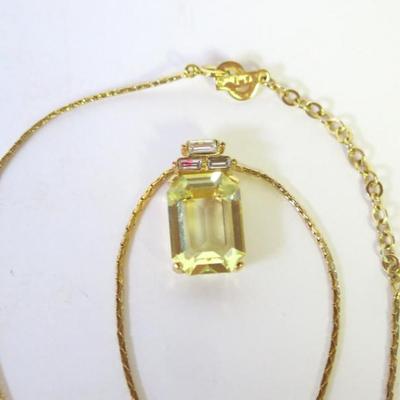 Christian Dior Gold Colored Chain with Yellow Stone