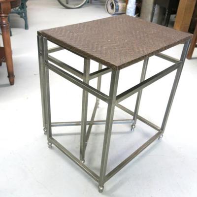 Iron Leg and Leather Top Nesting Tables