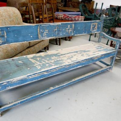 Antique New Mexico Church Blue Bench