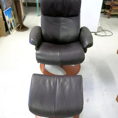 Fjords Stressless Leather Chair and Ottoman