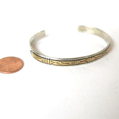 Vintage TAHE Navajo Silver and 12K Gold Cuff Bracelet