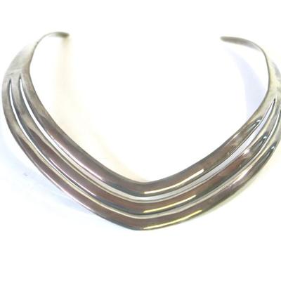 Triple Strand Sterling Silver Choker Marked LD