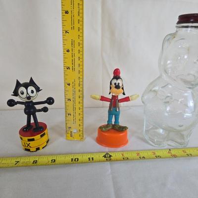 Vintage FELIX The Cat Collapsible, Goofy Collapsible, Patent pending glass pig bank