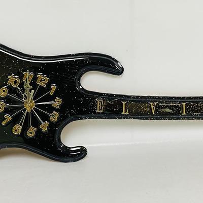 Vintage Wooden "Elvis" Guitar Shaped Clock