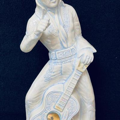 Blue and White Iridescent Ceramic Elvis Musical Figurine