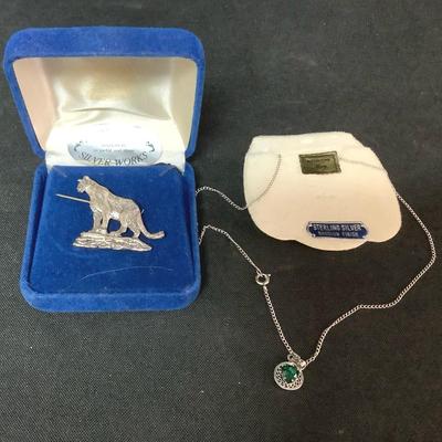 Silver Cougar Pin & Pendant