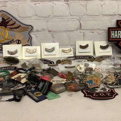 Harley Key Chains, Pins, Coin Holder, Patches And Sign