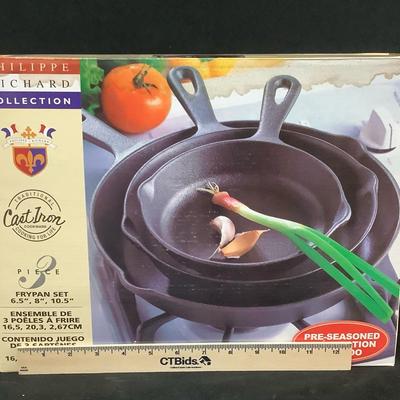 Philippe Richard Collection 3 Piece Cast Iron Frypan Set. 
