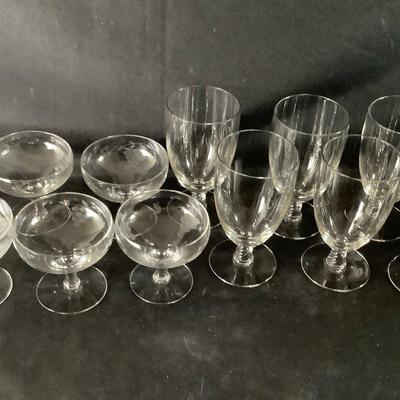 Princess House "Etched Grape" Glassware