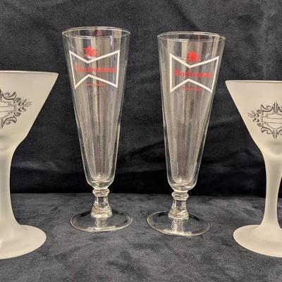 Harley Davidson & Budweiser Bar Glasses