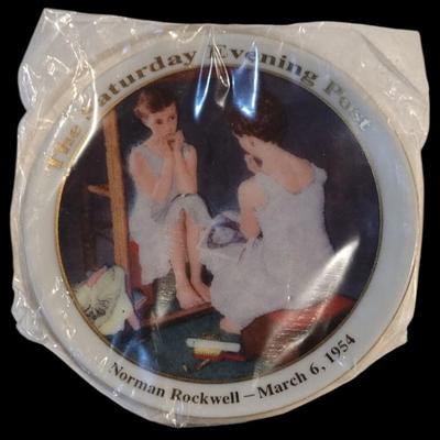 Sale Photo Thumbnail #13: Norman Rockwell Vintage Mini Collector Plate "Saturday Evening - Girl at the Mirror" with stand
