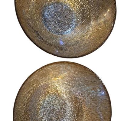 Sale Photo Thumbnail #18: Goldish-Brown Tan Glass Textured Decortive Bowl Set