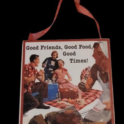 Sale Photo Thumbnail #25: Vintage Style Wall Art "Good Friends, Good Food, Good Times"