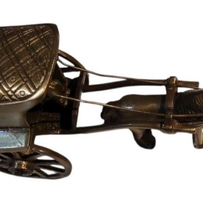 Sale Photo Thumbnail #15: Antique finish Bronze Horse and Carriage Showpiece