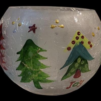 Sale Photo Thumbnail #17: Hand Painted Crackle-Finish Glass Decorative Jar