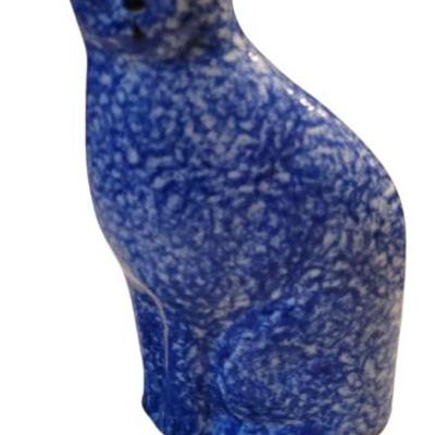 Sale Photo Thumbnail #31: Vintage Spongeware Porcelain Cat Statue