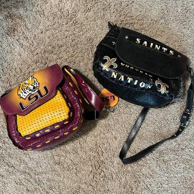 Sale Photo Thumbnail #54: Leather LSU and Saint purse