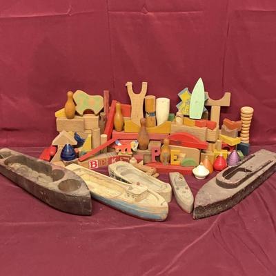 Wooden Building Blocks And Boats