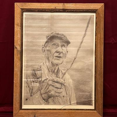 Framed Sketch Of A Farmer