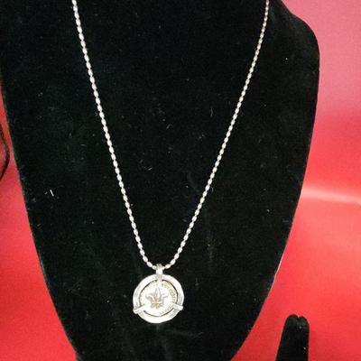Sterling Band & Fleur De Lis Necklace